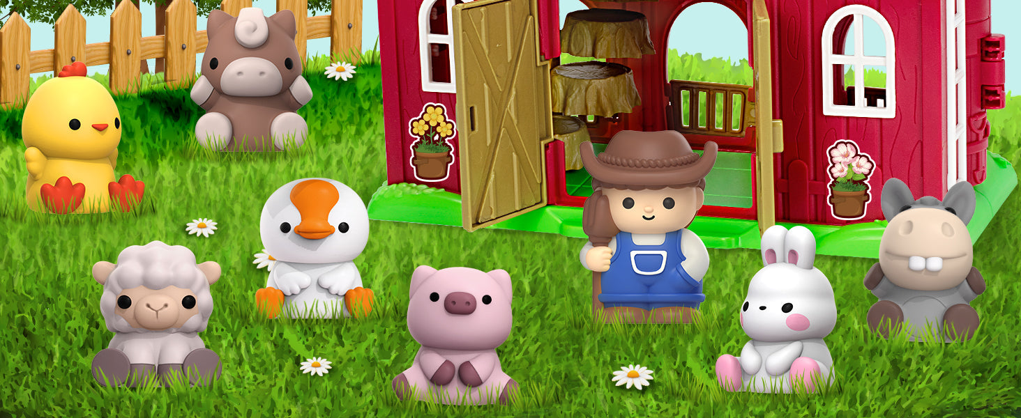 KMUYSL Toys for 1 2 3 Years Old Boys Girls, Big Red Barn Farm Animal Playset for Boys Girls, Learning Toys, Montessori Toys, Christmas Birthday Easter Gift for Baby Kids Toddlers Age 12-18 Months 24hrsmart